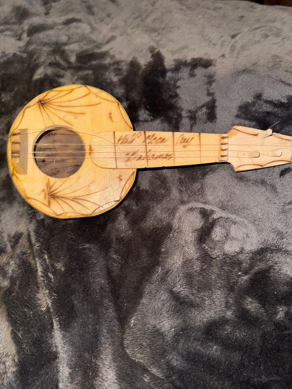 Half Moon Bay Handmade Wooden String Instrument Palm Tree Carved